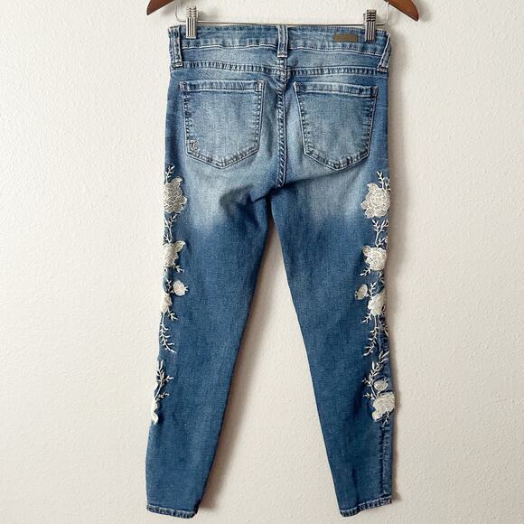 Kut from the Kloth Skinny Crochet Lace Floral Blue Jeans Women’s‎ Size 4 - Picture 5 of 12